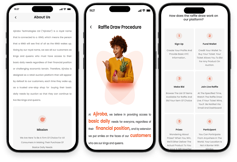 About us screen